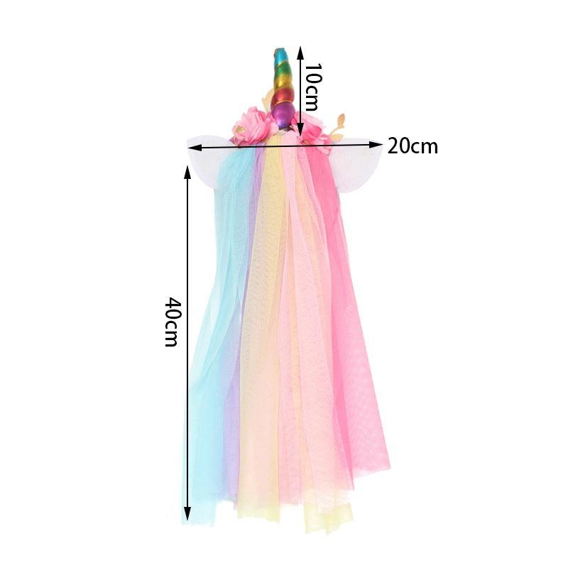 Serre-tête licorne florale avec traine - Licorne