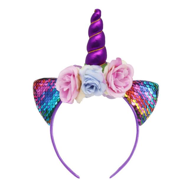 Serre-tête sequins licorne violet