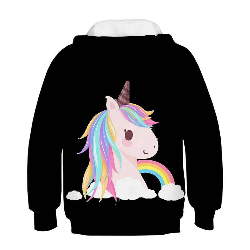 Sweat Licorne à Capuche Noir - Une Licorne