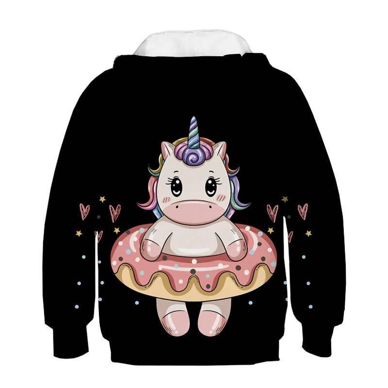 Sweat Licorne à Capuche Noir - Une Licorne