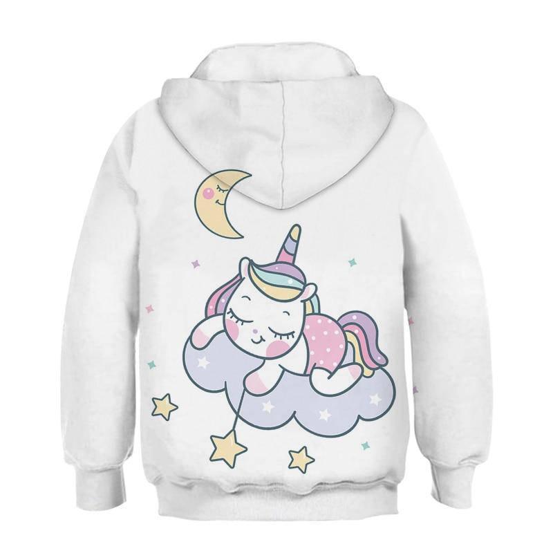 Sweat Licorne Fille Blanc - Une Licorne
