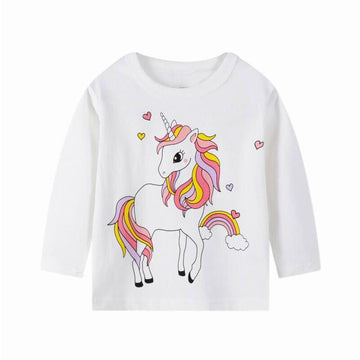 T-Shirt Licorne Fille Blanc