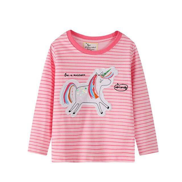T-shirt Licorne Rose Rayures