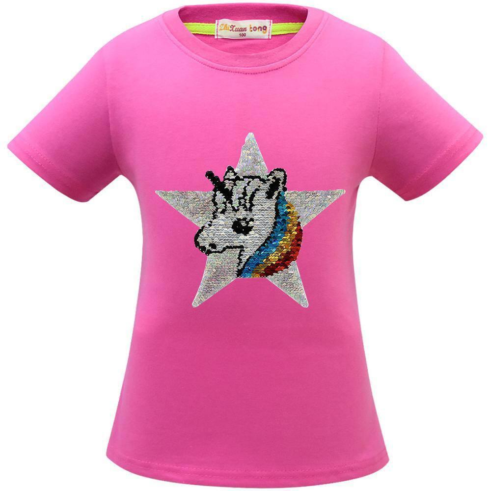 T-shirt Licorne Sequins Fille - Une Licorne