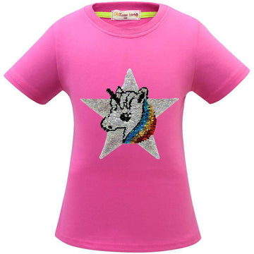 T-shirt Licorne Sequins Fille - Une Licorne