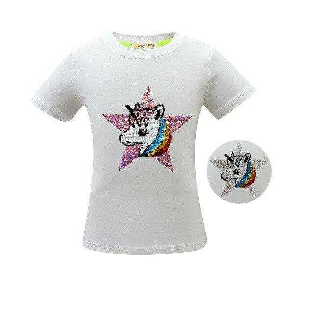 T-shirt Licorne Sequins Fille - Une Licorne