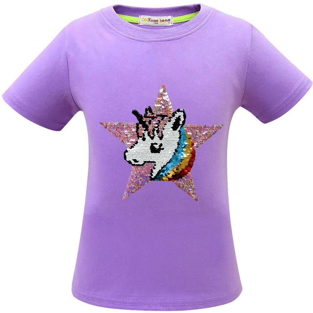 T-shirt Licorne Sequins Fille - Une Licorne