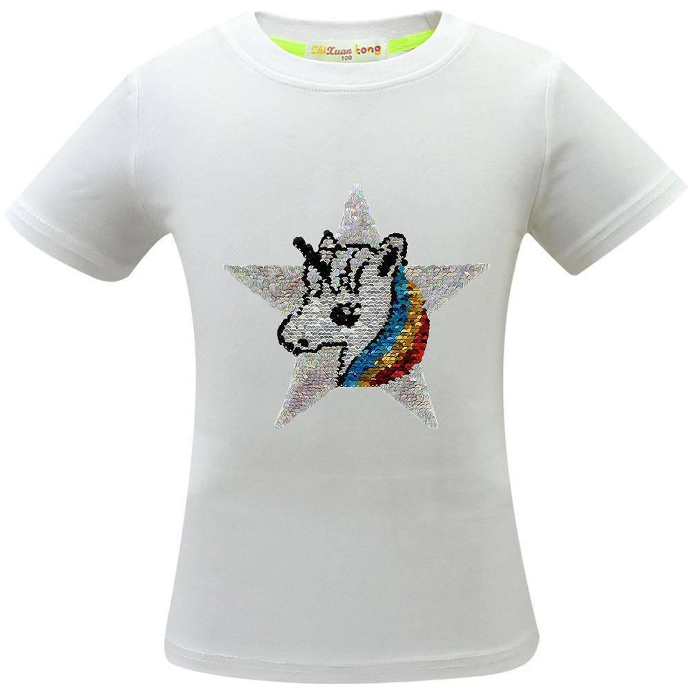 T-shirt Licorne Sequins Fille - Une Licorne