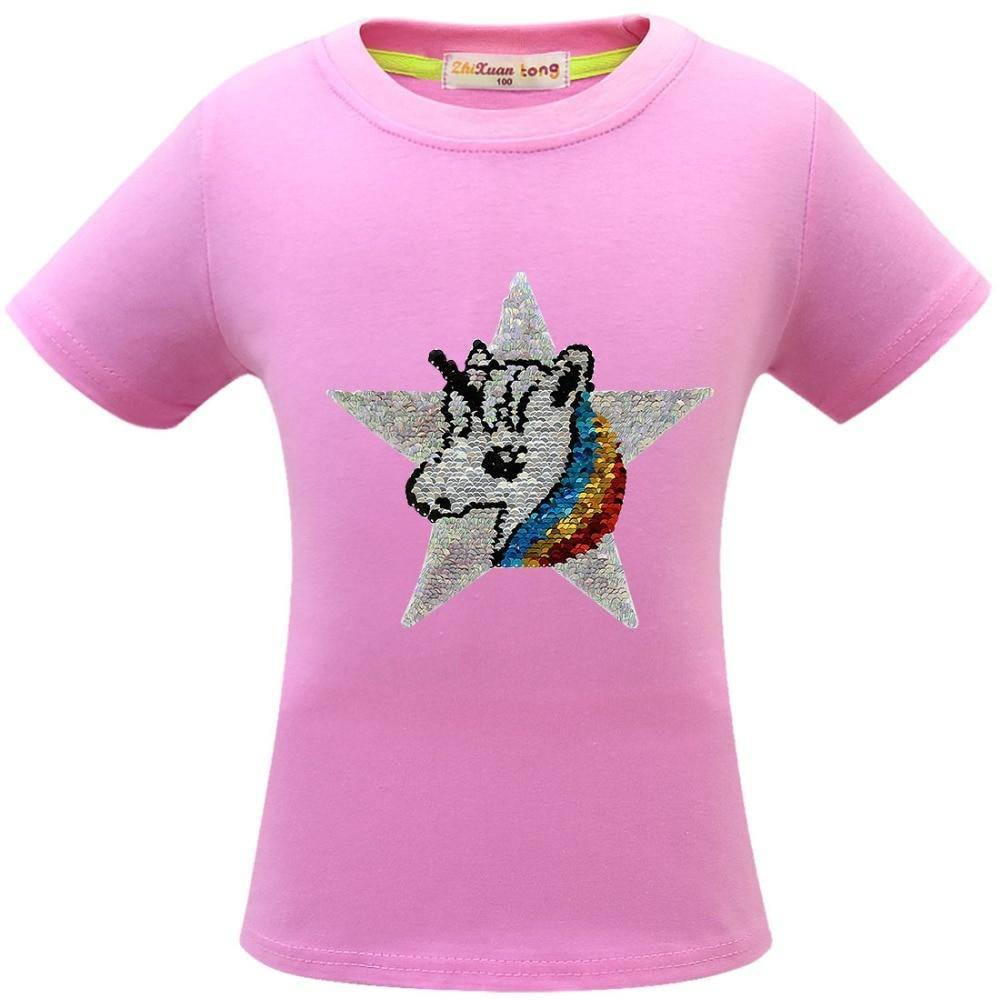 T-shirt Licorne Sequins Fille - Une Licorne
