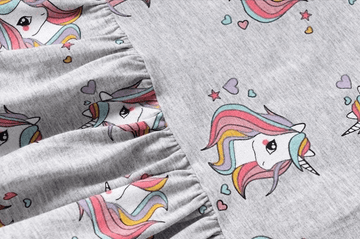 Tunique licorne grise à fronces fille